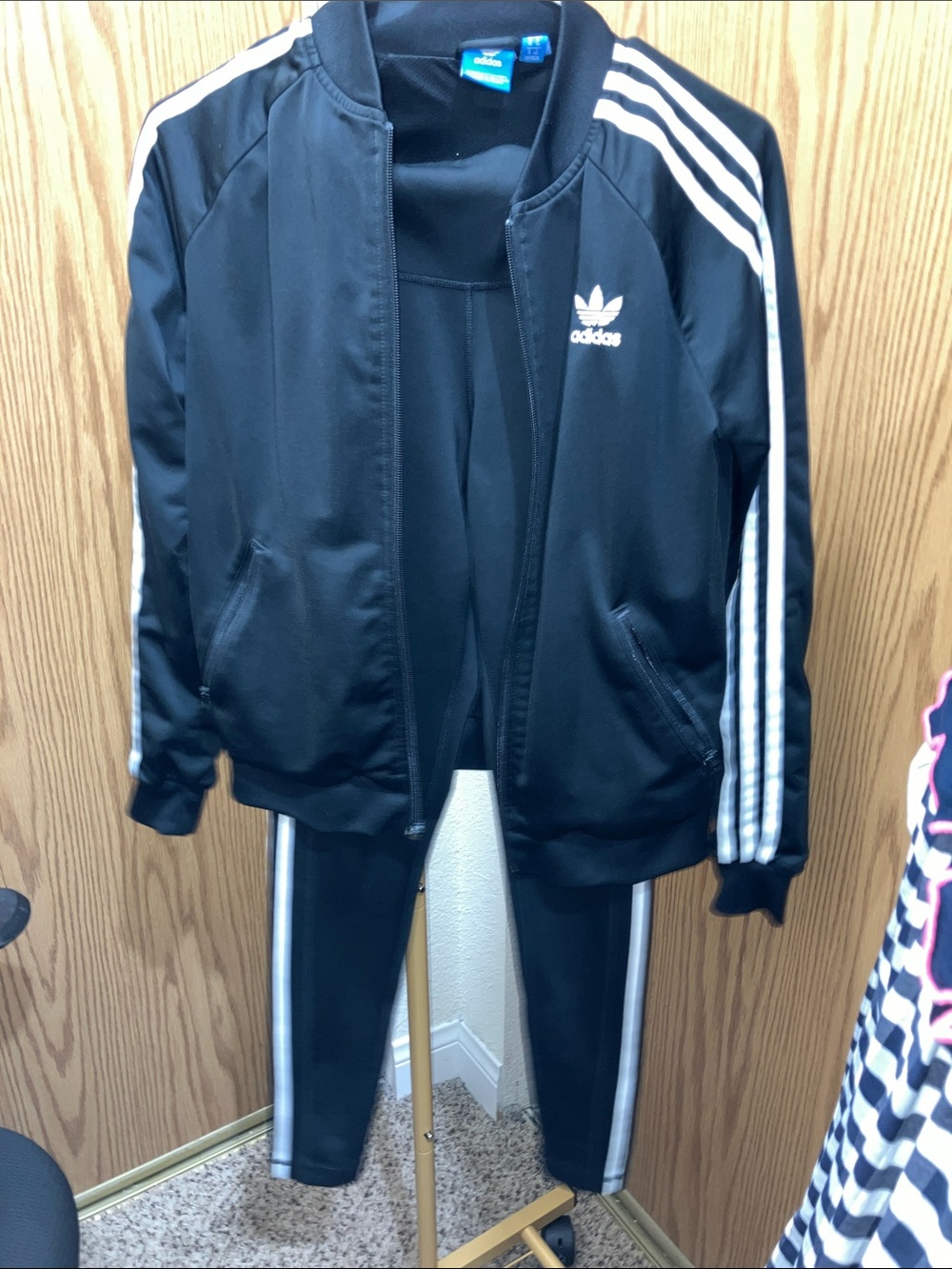 adidas Black Track Jacket and Pants Set with White 3-Stripes